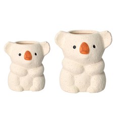 Anplant 多功能無尾熊造型花盆 2入, 米色
