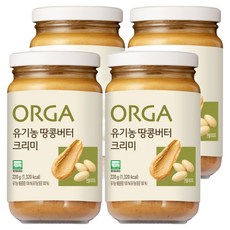 올가홀푸드 유기농 땅콩버터 크리미, 4개, 220g
