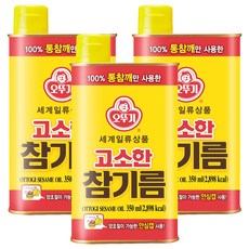 오뚜기 고소한 참기름 캔, 350ml, 3개