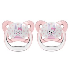 닥터브라운 유아용 프리벤트 노리개 젖꼭지, 1단계(0~6개월), 핑크, 2개