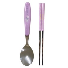 Lebeon 兒童流星 Catch! Teenieping 基本款湯匙筷子組, 1個, 湯匙 + 筷子組, 粉紅色