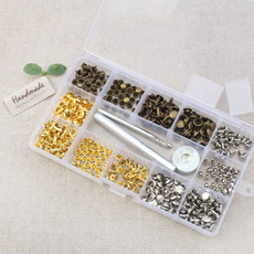 鉚釘 6號 + 8號 工具組, 金色 鎳色 古銅色, 1套