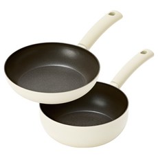 Silvat 純粹 IH 平底鍋 2件組, 象牙白, 1套, 平底鍋 20cm + 中式炒鍋 20cm