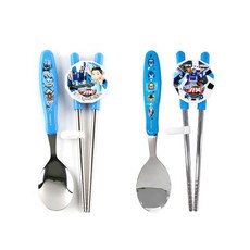 LE BARN 衝鋒戰士印花雙手用學習筷+湯匙組 隨機出貨, 混色, 1組