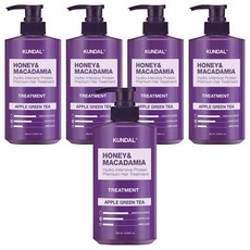 KUNDAL 昆黛爾 蜂蜜澳洲堅果保濕護髮乳 蘋果綠茶香, 500ml, 5瓶