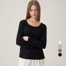 ELLE PARIS 여성용 루즈핏 스쿱넥 긴팔 티셔츠