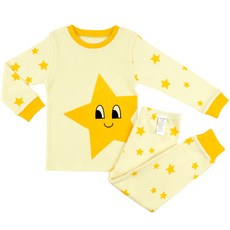 Maykids 童款印花20支彈力棉2件式長袖內衣套裝 害羞星星款