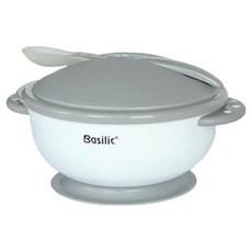 Basilic 貝喜力克 吸盤碗組 碗蓋+碗身+把手 PP聚丙烯材質 耐熱度-20°C~100°C, 灰色, 1組