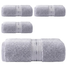 純棉加厚毛巾 120g, 銀灰色, 4條
