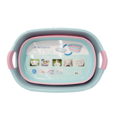 iSETO 伊勢藤 伸縮收納籃 23L 多種用途 耐用 不用時可折疊縮小存放 不佔空間, 600 x 400 x 100~246mm, 粉色, 1個