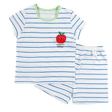 Maykids 孩童紅蘋果條紋短袖T恤5分褲套裝