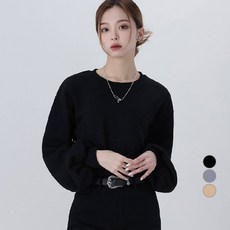 Awesomearound 女款華夫格紋圓領泡泡長袖上衣