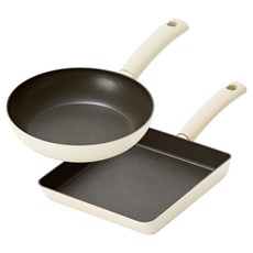 Silvat 純粹 IH 平底鍋 2件組, 象牙白, 1套, 雞蛋卷鍋 24cm + 平底鍋 20cm