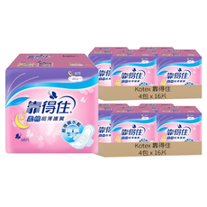 Kotex 靠得住 夜用柔棉超薄衛生棉 護翼型, 28cm, 16片, 8包