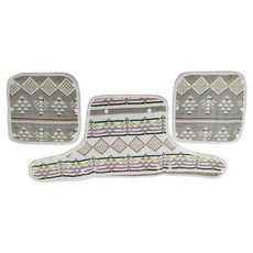 OhBabyLying 六層紗背帶口水巾組 三條一組 純棉 胸前口水巾 59 x 24cm, 背帶口水巾 20 x 20cm, 胸前口水巾尺寸：59 x 24cm,背帶口水巾尺寸20 x 20cm, 褐色網紋