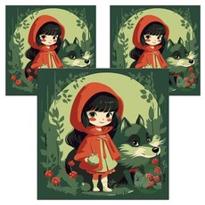 數字油畫 DIY 兒童數字油畫, 小紅帽與大野狼, 3個