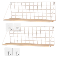 理享家 免打孔牆上置物架 經典款 大(45 x 15 x 12.5cm) 附安裝工具 + 無痕掛勾2個, 白色, 2組