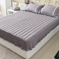 AronHouse 褶皺絲質護理荷葉邊床罩