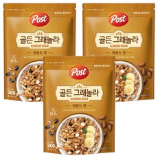 Post 黃金格蘭諾拉穀物麥片 香醇杏仁, 360g, 3包