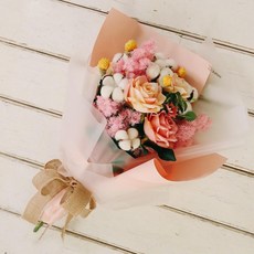 ASPASIA 雷頓棉花玫瑰大型花束, 粉紅色 + 黃色