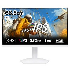 인터픽셀 QHD FAST IPS 320Hz 피벗 게이밍 모니터 화이트, IPQ2780(일반), 68.5cm