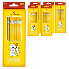 아이비스 에비츄 B육각연필세트, 옐로우, 6세트