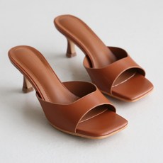 dangolunni 女款牛皮纖細穆勒樂福拖鞋 6cm, 240, 棕色