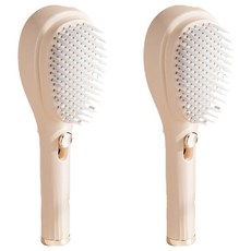 伸縮美髮梳 頭皮按摩 輕鬆順髮 一推清潔, 米色, 2組