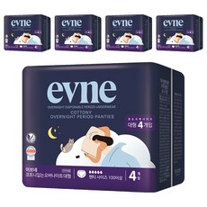 evne Cottony夜用褲型衛生棉, 4片, 5包, L(100號以上)