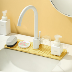 써뉴즈 수독꼭지 씽크대 실리콘 매트, 1개, 옐로우