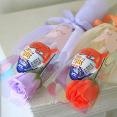 센트바스켓 스윗봉봉 킨더조이 한송이 꽃다발 2종 세트, 퍼플, 오렌지