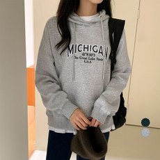 afinar MIHIGAN 刺繡圖案刷毛連帽衫