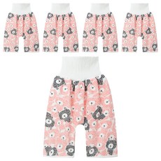 日本竹纖維隔尿褲隔尿裙 適合1-7歲兒童, M, 粉熊褲, 5件