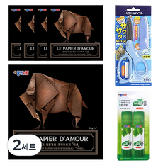 Jong Ie Nara 4000 牛皮紙 Damul 摺紙 35cm 5入 + Nara 膠水 15g x 2入 + KOKUYO SAXA 飛蓋剪刀 藍色, 2套, 5色