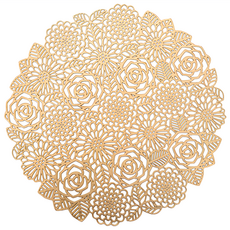 bebehome 輕奢玫瑰花燙金輕隔熱餐墊, 金色玫瑰園, 38 x 38 x 0.1cm, 1個
