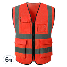 TIS 全網眼口袋型安全背心 工作服 紅色, 6件