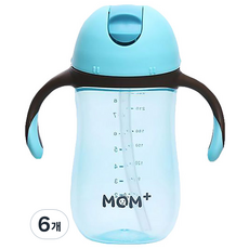맘플러스 빨대컵, 블루, 6개, 260ml