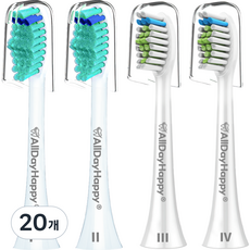 올데이해피 필립스 호환용 전동 칫솔모 HX6014 2p + HX6064 2p + 안전뚜껑 세트, HX6014P,  HX6064P, 화이트, 20개