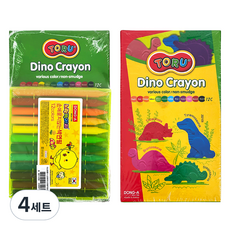 토루 디노 크레용 12색 + 노랑병아리 손에 묻지 않는 색연필 12색 세트, 4세트