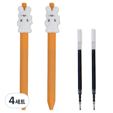 DONNAANDFRIENDS 角色軟膠原子筆 Sunmyeoni + 筆芯組 0.5mm, 橘色, 4套