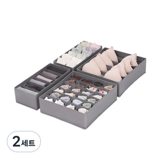코멧 홈 프리미엄 속옷 정리함 4종(6칸+7칸+12칸+24칸), 그레이, 2세트