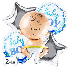 PARTY PANG ONE PACK 生日鋁箔氣球 歡迎寶寶 男孩氣球束 5入組, 混合色, 2套