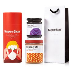 SuperJam 藍莓黑加侖果醬212g+Super Nuts花生醬順滑300g+紅筒+購物袋, 1套