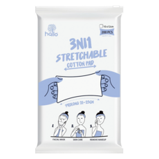韓國 hallo 彈力拉伸化妝棉 柔軟親膚 多功能用途 獨立包裝, 200張, 1包