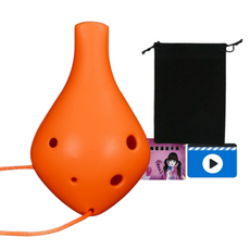 JK 高品質初學者用防碎6孔中音C調陶笛全配組, 1套, 單一商品, 長吹嘴 橘色