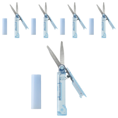 PLUS 普樂士 Twiggy 筆型剪刀 mini, 攜帶型, 氟素塗層, 圓頭刀尖, 藍色, 5個