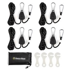 Breeze Moon 棘輪拉繩器 4入 + 營繩 4入 + 夜光掛鉤 4入 + 收納袋組合, 黑色