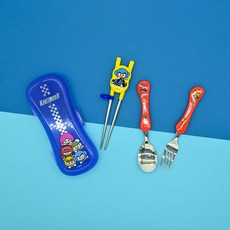 LILFANT 跑跑卡丁車印花孩童學習筷+湯匙叉子收納盒組, 混色, 1組, 餐具盒+學習筷+湯匙+叉子