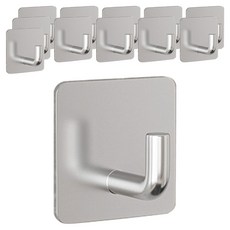 홈다움 무타공 내맘대로 욕실정리템 스테인리스 접착식 고리후크, 실버, 12개