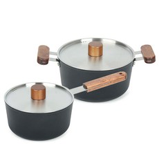 OSLO IH感應湯鍋組 2入, 混色, 單柄湯鍋18cm+雙耳湯鍋20cm